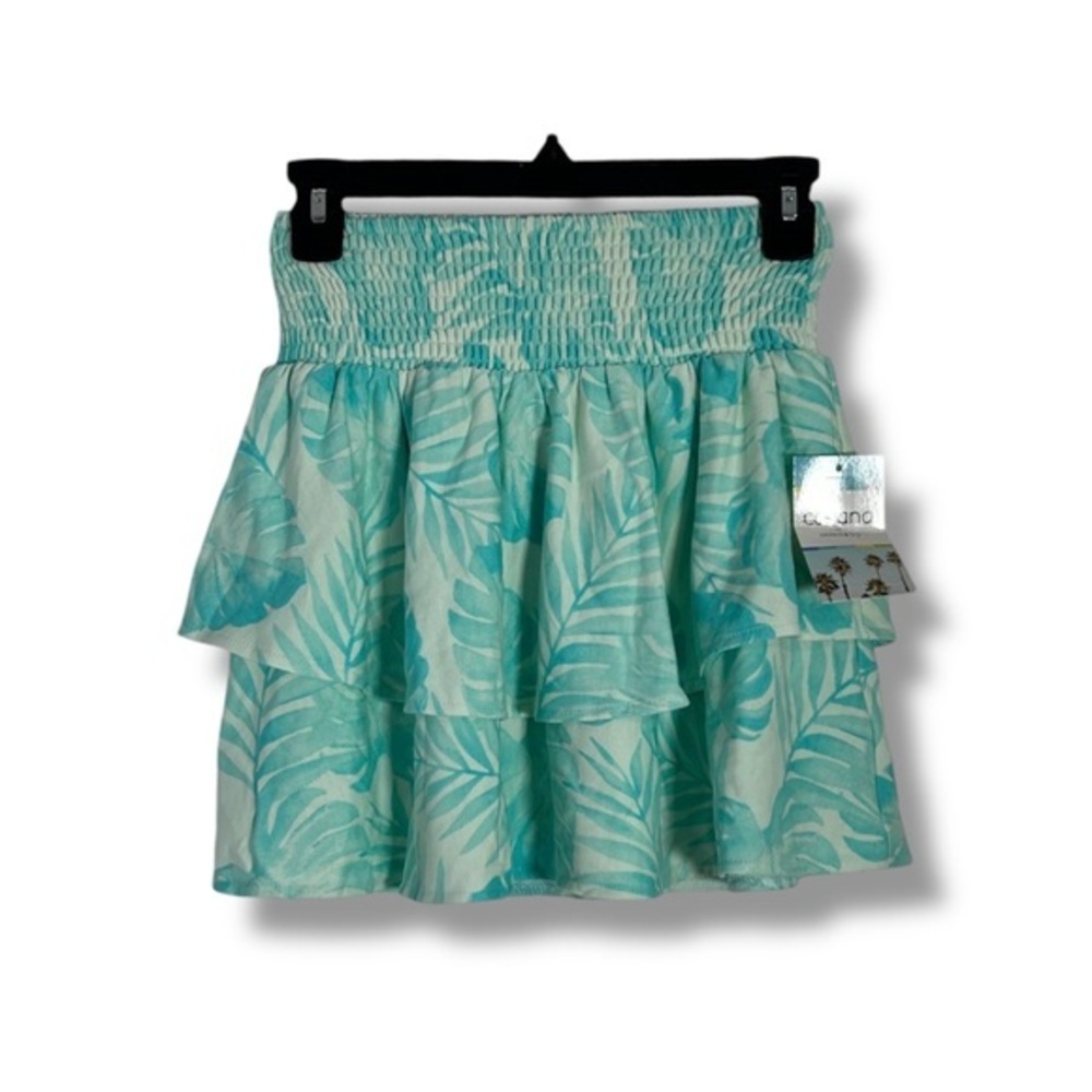 Cabana Crown & Ivy Blue And Cream Layered Pleated Swim Skirt Size XS - “Mandla”